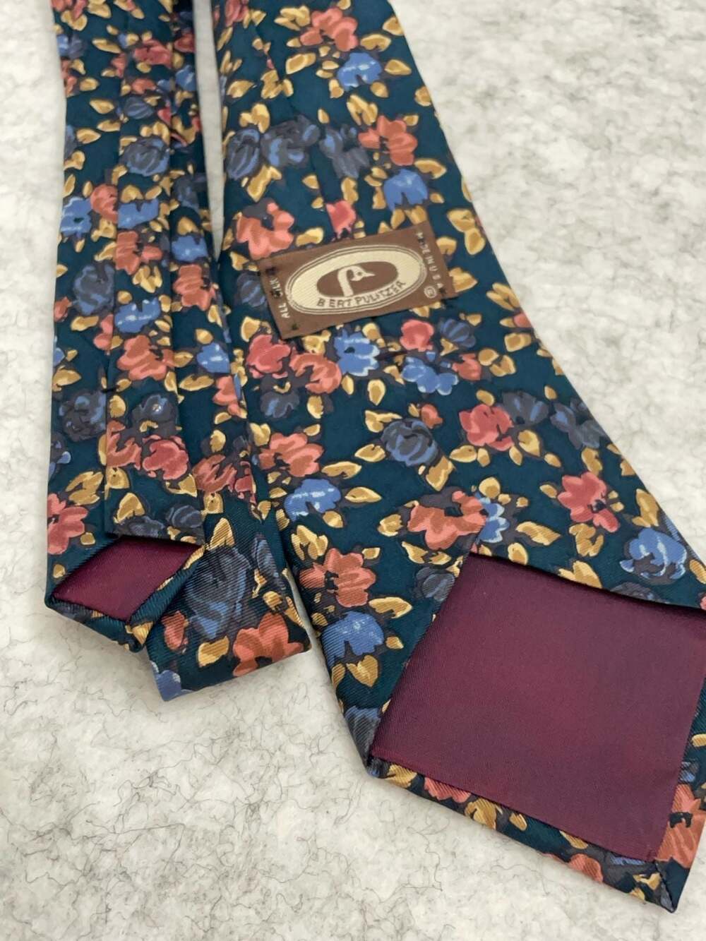 Bert Pulitzer Vintage Floral Pattern All Silk Necktie - Picture 3 of 4